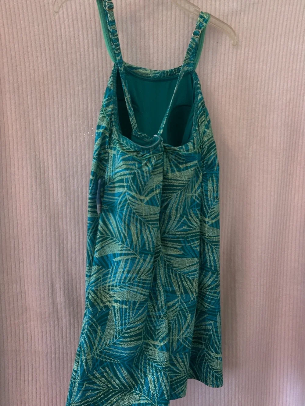 Lands' End Teal Leaf-Print Swim wear Dress